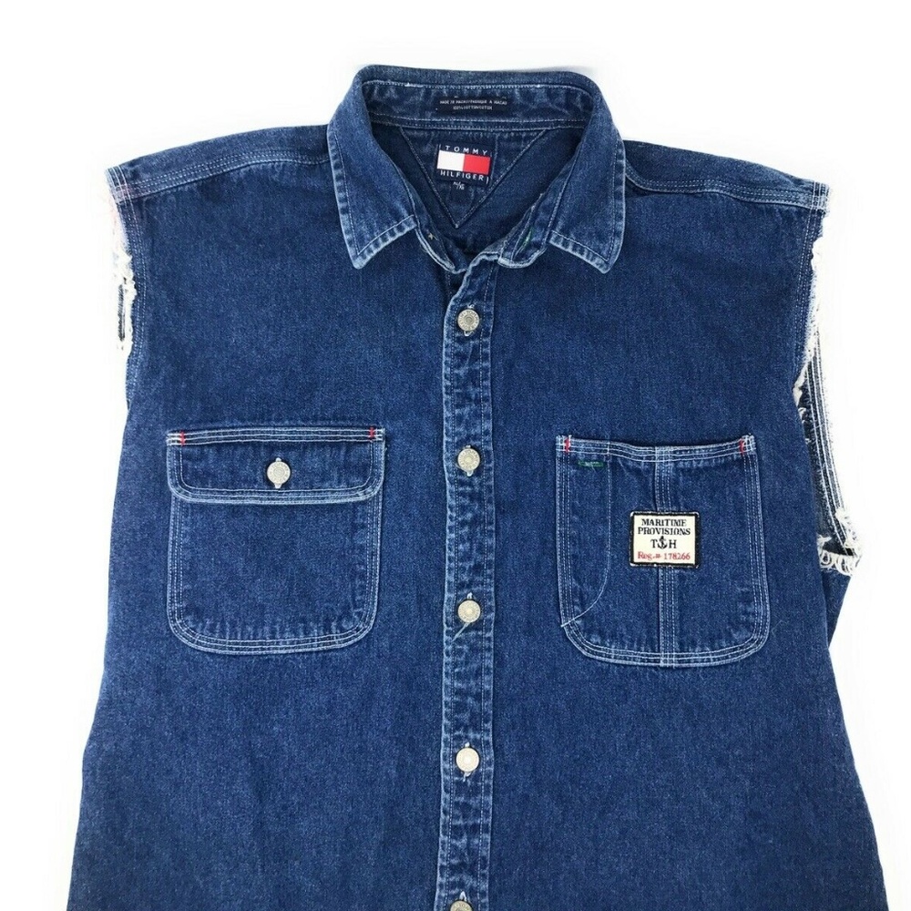 Tommy Hilfiger Jeans Womens Cutoff Sleeve Denim
